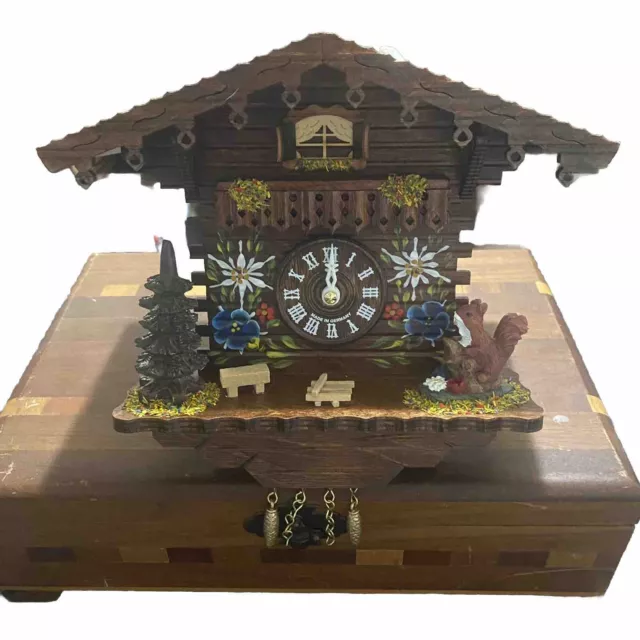 Hermle 71000 Edelweiss Hand Painted Quartz Cuckoo Clock with Squirrel