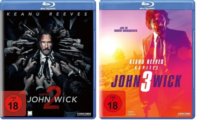 2 Blu-rays * JOHN WICK KAPITEL 2 + 3 IM SET - Keanu Reeves ~ FSK 18 # NEU OVP $
