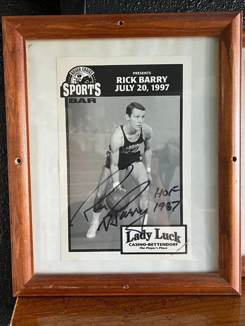 Rick Barry signed and inscribed promotional photo - Framed, No COA Rick Barry signed and inscribed promotional photo - Framed, No COA