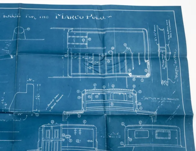 L. Francis Herreshoff Orig Vintage MARCO POLO Boat Blueprint #4/22 Deck House