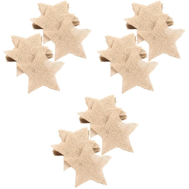 60 Pcs Burlap Pieces Ornaments Christmas Tree Hanging Hollow Out