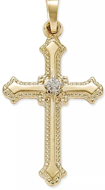 14k FINE YELLOW GOLD CROSS PENDANT 1.25" CTR DIA