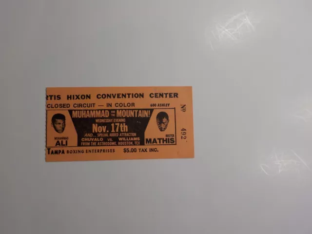 MUHAMMAD ALI vs BUSTER MATHIS Boxing Ticket Cassius Clay George Chuvalo VTG