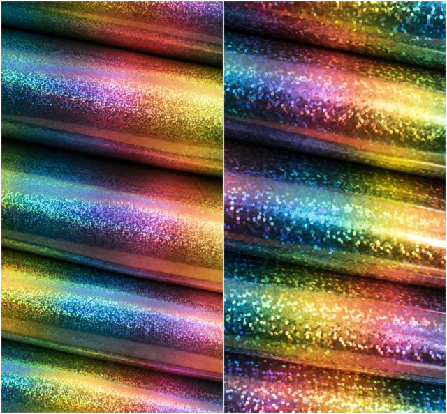 Holographic Rainbow Mirrored Metallic Leatherette Fabric for Crafts & Bows