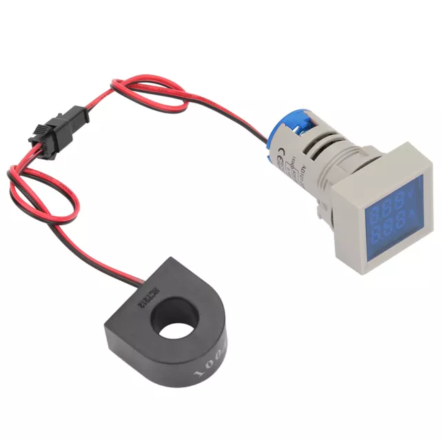 (Blue)2-in-1 Square Volt-Ampere Meter Mini Digital Display Ammeter/Voltmeter