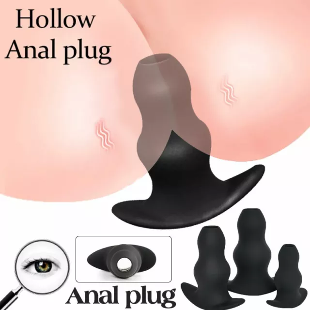 Anal Sex Spreader Hollow Body-Safe Silicone Butt Plug Comfort Deep