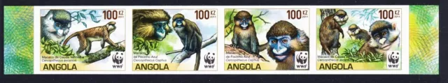 Angola WWF Monkeys Guenons 4v Imperf strip 2011 MNH SG#1815-1818