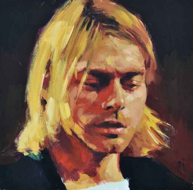 NIGEL MASON ORIGINAL Oil Painting Portrait Of Kurt Cobain Nirvana £179. ...