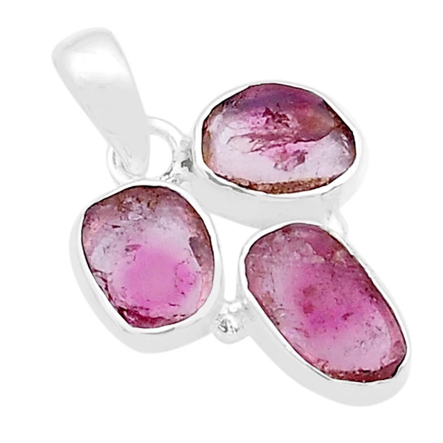 Memorial Day 5.65cts Natural Pink Tourmaline 925 Silver Pendant Jewelry U67484