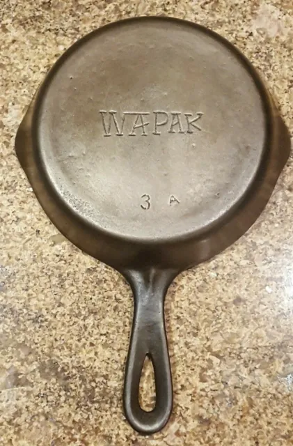 Antique Restored WAPAK #3 Tapered Cast Iron Skillet P/N 3 A: Circa 1912-1926