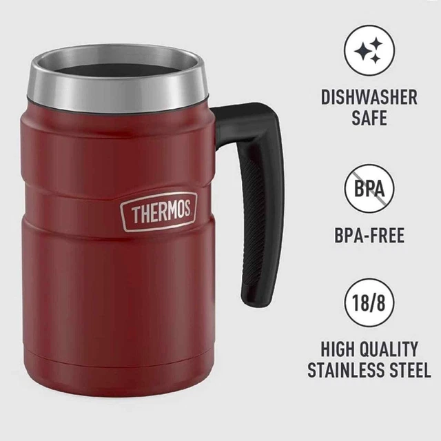 NWOB Thermos Vacuum Insulated Stainless 16oz Desk Mug, 16 Ounce, Matte Red