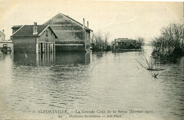 Carte ALFORTVILLE Grande crue Seine Janvier 1910 Maisons inondées