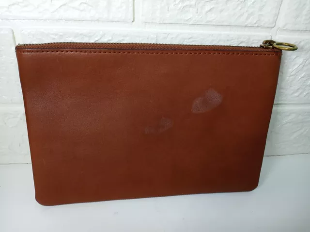 Madewell The Leather Pouch Brown Leather Clutch Wallet Bag 9"X6" English Saddle