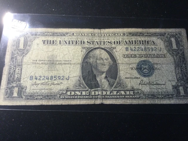 RARE 1935 F $1 BLUE Seal SILVER Certificate!! US Paper Money! Series B42248592J