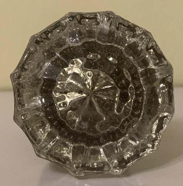 Door Knob Crystal 12 Point Antique Victorian Reclaimed Salvage Hardware Chipped