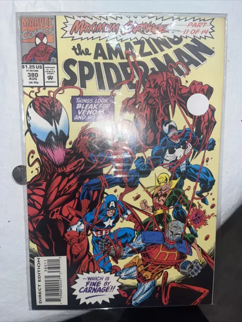 Marvel Comics The Amazing SPIDER-MAN #380 Venom Maximum Carnage Part 11 VFNM 9.0