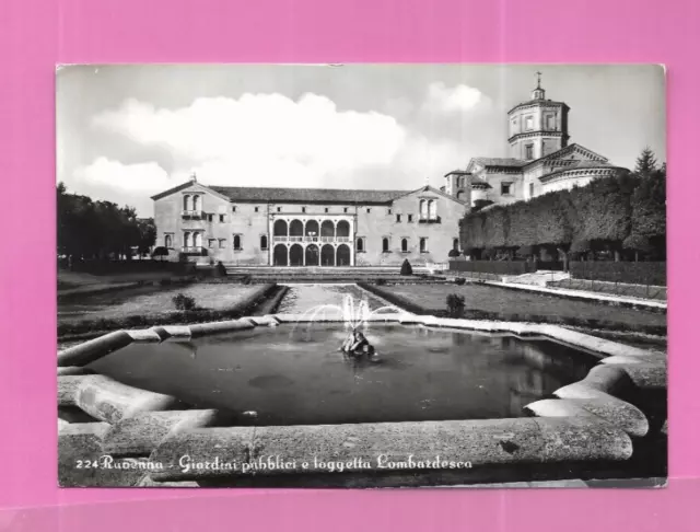 CARTOLINA RAVENNA GIARDINI PUBBLICI E LAGHETTO LOMBARDESCA 1950 ca.