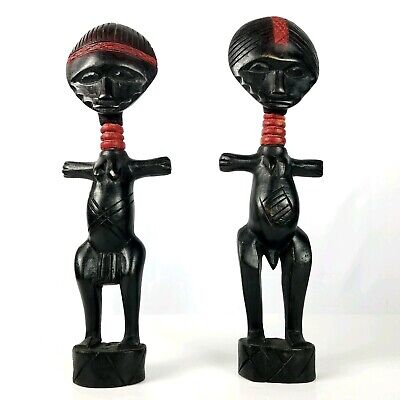 Akuba Fertility Couple Carved Hardwood Africa Art Ashanti Ghana 12.25 Height