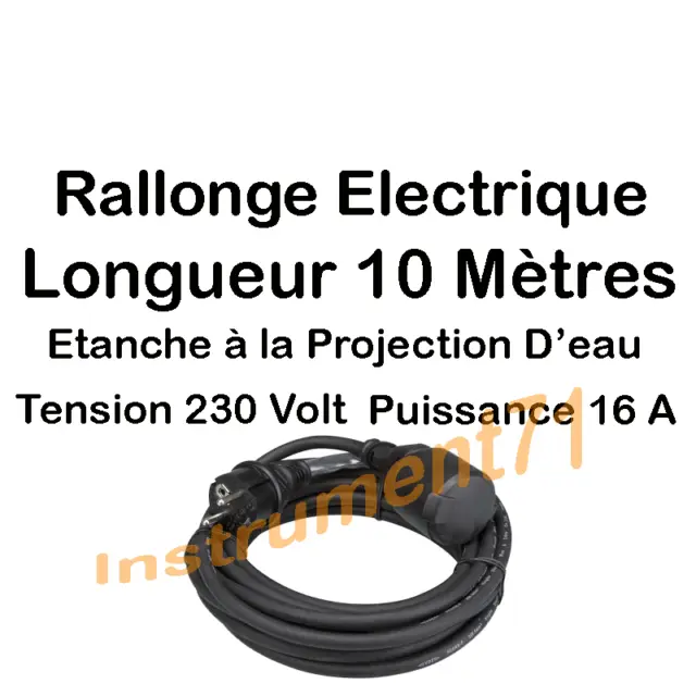 Rallonge Electrique en Caoutchouc Longueur 10 Métres 3 Conducteurs 1.5 mm²