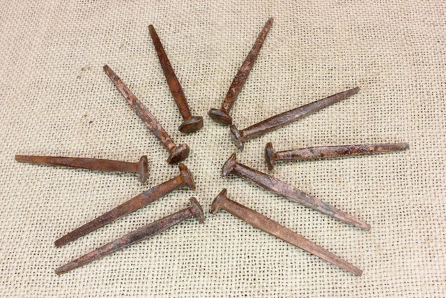 2 1/2" Rose Head 10 Nails Patina Rust Sealed Wrought Iron Spikes Decorative 2.5"