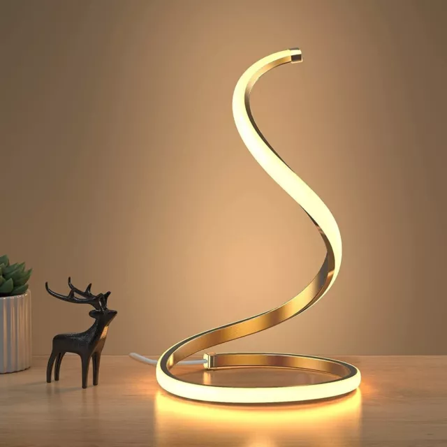 SENFAY Lampada da tavolo a LED a spirale, lampada da comodino moderna