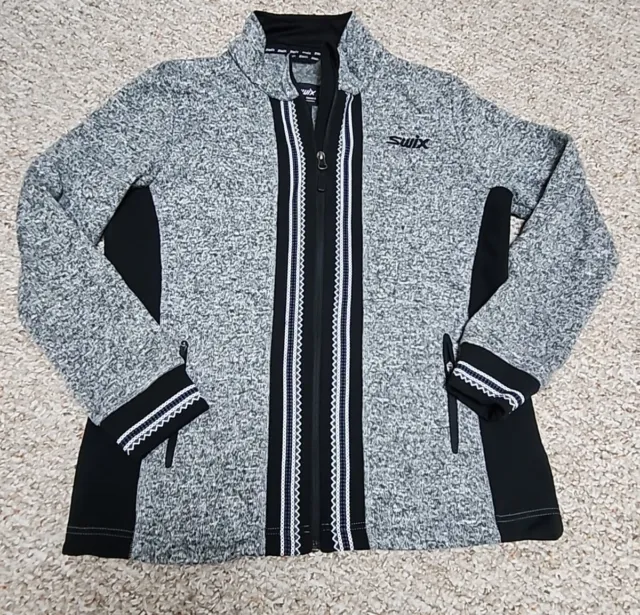 SWIX Womens Large Black/Gray Full Zip  Long sleeve Fleece Jacket