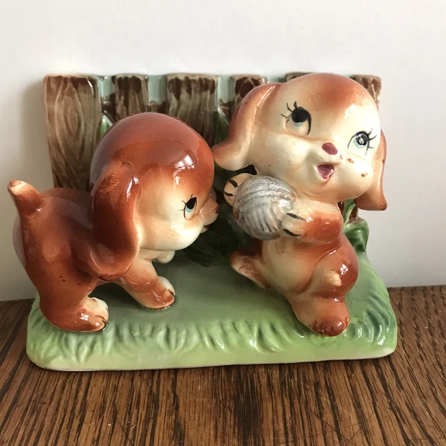 Vintage 60s Anthropomorphic Tabby Cute Eyes Kittens Cats Figurine Japan Kitsch