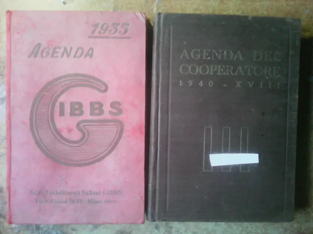 '  Agenda ' Gibbs 1935 ' + ' Agenda Del Cooperatore  1940 ' !!!!!!!!!!!!!!!!!!!!