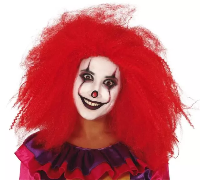 Parrucca rossa riccia crespa per travestimento clown horror uomo donna