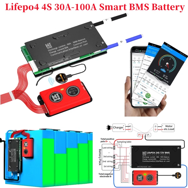 4S 12V 30A-100A Lifepo4 Smart BMS Battery Equalizer W/ Bluetooth ...