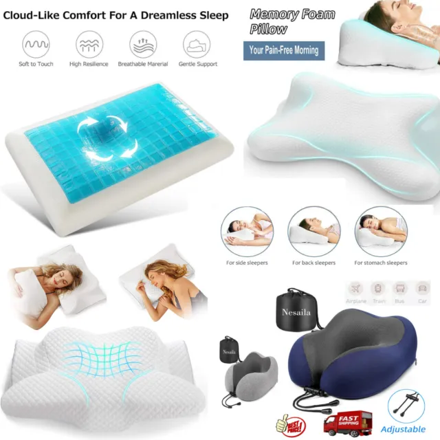 Memory Foam Cooling Gel Pillow Orthopedic Cervical Neck Support Sleeping Pillow+