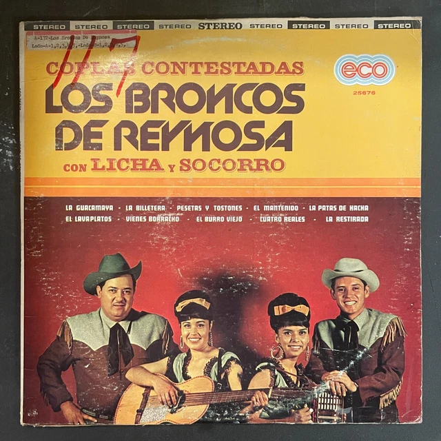 Los Broncos De Reynosa - LP - Coplas Contestadas Con Licha y Sorro - 1978