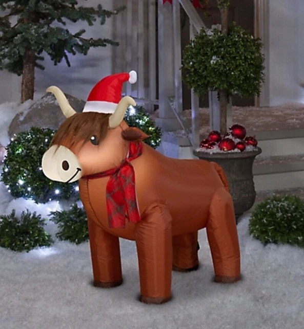 New 3.2 FT  Highland Cow Bull Airblown Inflatable Christmas Decoration Decor