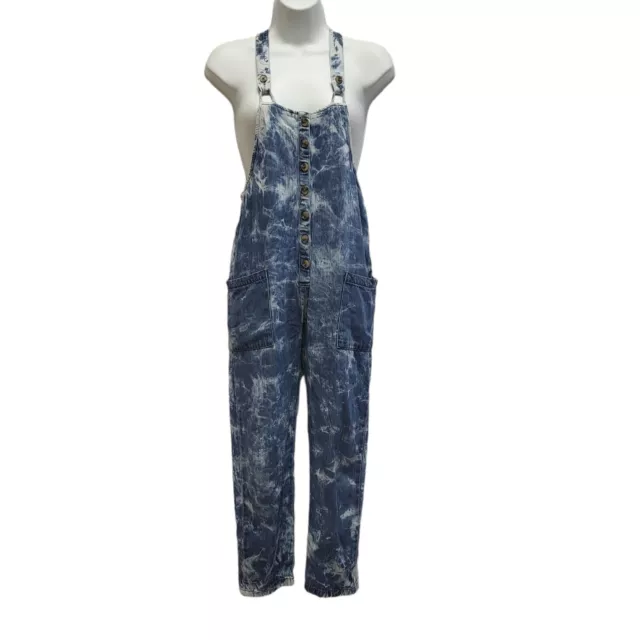 Next Bleach Blue Tapered Denim Dungarees UK Girl's Age 11 Yrs W25-28 L23