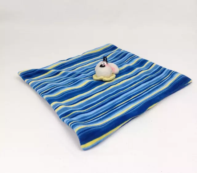 Doudou plat rayé souris Diddl jaune bleu petite tête foulard jaune