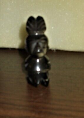 Black Stone Carved Tribal Figure Pendant Onyx 3 1/2" Tall  Hand Carved