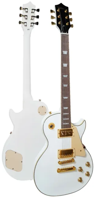 Guitare électrique, modèle LSG4 blanc avec matériel en or brillant, plein bois !n 2
