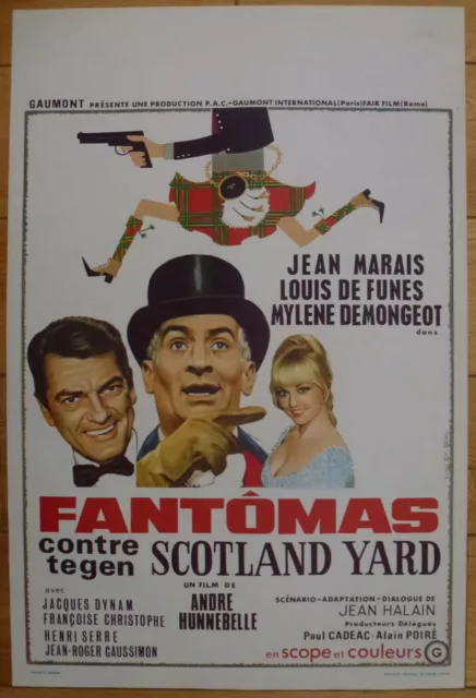 FANTOMAS CONTRE SCOTLAND YARD Louis de Funès 1967 Affiche Belge Originale 37x55