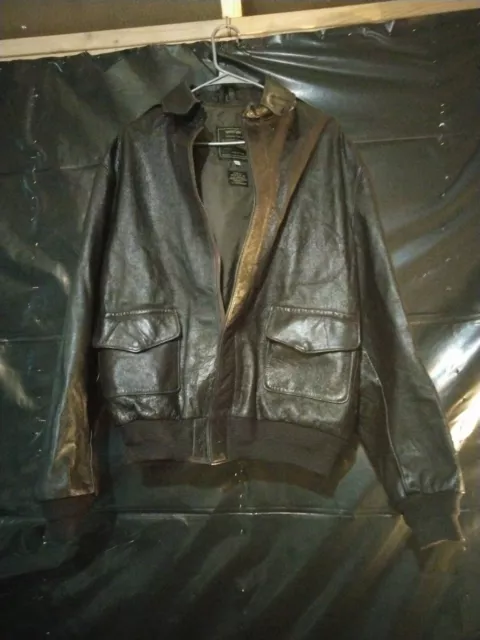 VTG 60s Sporty’s Pilot Shop Type A-2 Flight Goatskin Leather Jacket Made USA 46