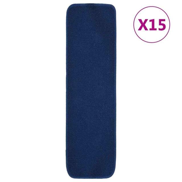 Vidaxl Tappetini per Scale 15 pz 75x20 cm Blu Antiscivolo Rettangolari