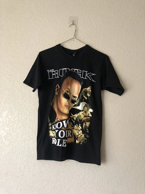 Vintage WWF BOOTLEG THE ROCK RAP TEE 1990s Medium T Shirt ECW WCW DX Hardy NWO