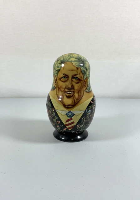 Bill Clinton Nesting Dolls - Monica Lewinsky, Hilary, & Buddy The Dog 1999