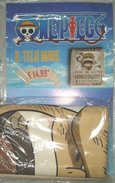 Aymax One Piece Telo mare 70 x 140 cm, 100% poliestere, design mini luffy, nero