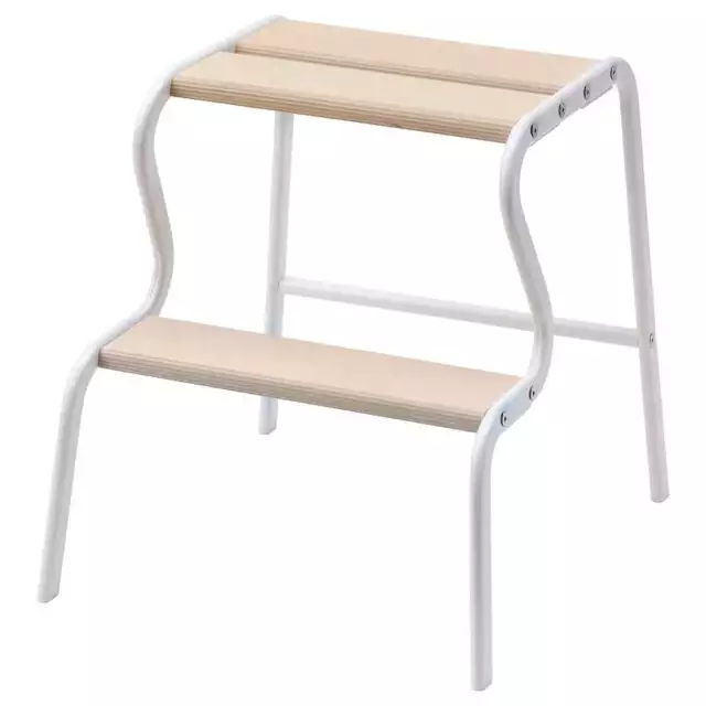 Ikea New GRUBBAN Step stool, white/birch