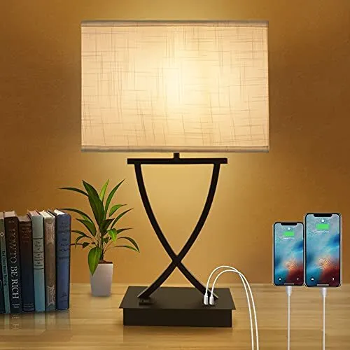 OYedis 3-Way Dimmable Touch Control Table Lamp with Type C/USB Charging Port ...