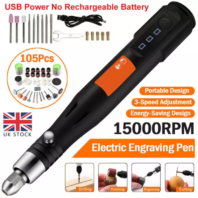 USB Electric Grinder Drill Engraving Pen Grinding Rotary Polishing Tool UK