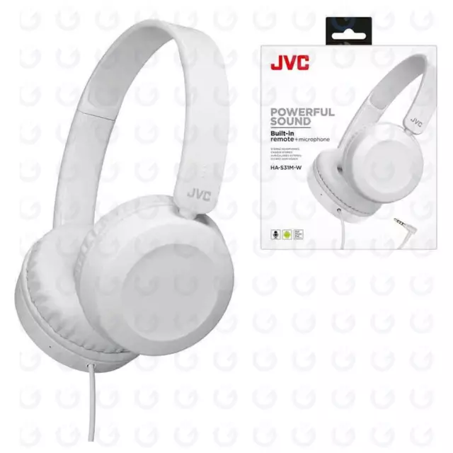 JVC Auriculares Plegables sobre-El Leer con Mando a Distancia Y Micrófono Blanco