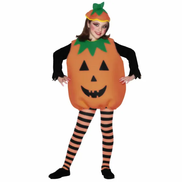 Bambine Ragazzi Arancione Imbottito Zucca Tabard Fancy Dress Costume Halloween