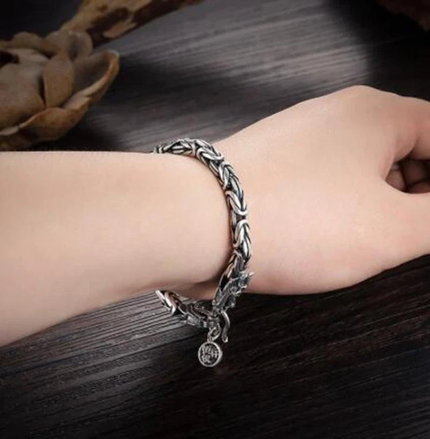 New Vintage Dragon Sterling Silver Bracelet Unique Elegant Trendy Bangle Jewelry