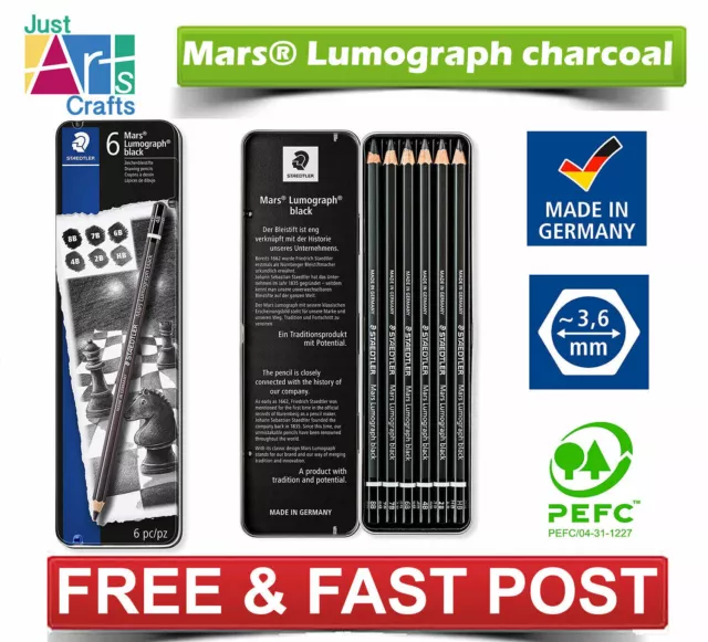 Staedtler Mars Lumograph Black Professional Artists Sketching Pencils 100B